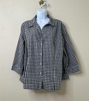 Christopher & Banks Blue Gingham Button Front Shirt Women's XL