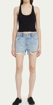 GRLFRND Helena High Rise Shorts Size 27 NWT Denim Jean Distressed Button Casual