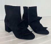 NWT Rebecca Minkoff Black Suede Lara Bootie Pull on Bow Womens Size 10M
