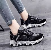 Women Chunky SneakerFashion Lace-up Dad Platform Running Walking Mesh Gym Size8###