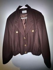 Vintage 80s Bill Blass Blassport Brown Wool Bomber Jacket