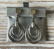 Crown Trifari Vintage Silver tone dangle earrings