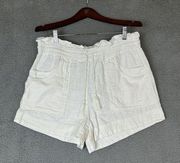 House of Harlow 1960 Revolve Shorts Women Large Ivory High Waist Paperbag Linen