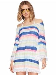 Lilly Pulitzer 100% Linen Getaway Swim Cover-Up Cats Meow Stripe Size XXS