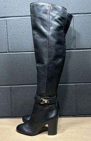 Black Leather Over The Knee Boots Wmns Sz 6.5 M