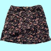 Dark Floral Corduroy Skirt 