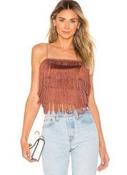 NBD Revolve Sunrise Fringe Crop Top Mauve Clay Rose Pink XXS Western Country