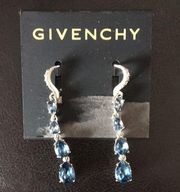 Givenchy Aquamarine Crystal Earrings 2.25"