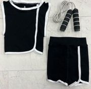 NEW! FREE PEOPLE MOVEMENT Parisienne Colorblock Set M/L Black White Top Shorts