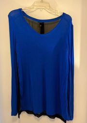 Mossimo Blue Long Sleeve Blouse with Black Sheer Back - Size Small