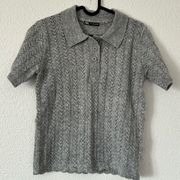 Zara Soft Knit Openwork Polo Shirt sz M