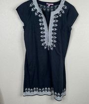 Calypso St. Barth T-Shirt Dress Women's Small Black Embroidered Short Sleeve