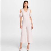 KARL LAGERFELD Pink Cold Shoulder Jumpsuit 6 Small Wide Leg Zip Up Barbiecore