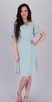 Sage Green Flutter Sleeve Dress