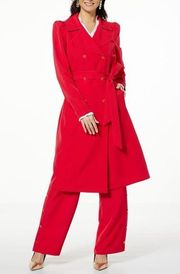 G by Giuliana Black Label Stretch Twill Trench Coat red