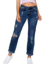 Low Rise Distressed Boyfriend Jeans