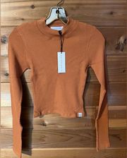 NWT Daydreamer Waffle Knit Mock Neck Long Sleeve Tee Size XS