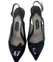 Tom Ford Black patent leather with bow sling back heels sz 40 US 9