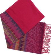 Croft & Barrow Women's Hot Pink Chevron Zig Zag Super Soft Acrylic Fringed Scarf