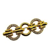 Vintage Swarovski swan circle bar gold tone brooch