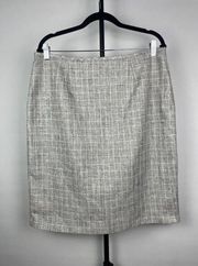 Calvin Klein Light Gray Tweed Workwear Career Lined Pencil Skirt Size 14