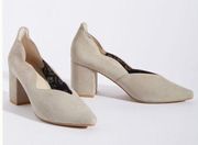 NEW Seychelles Cascade Gray Suede Scalloped‎ Point Toe Pumps Heels Womens…