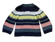 Ann Taylor Factory V Neck Sweater Striped Chunky Knit Size Small