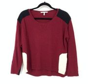 Sandro Sweater Women's Size 3 US L Burgundy Pullover Ribbed Scoop Neck