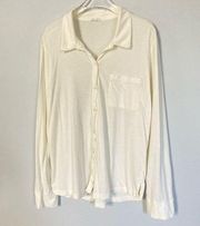 Skin Organic Pima Cotton Button Up Lounge Sleep Shirt Size 2 (US Womens Medium)