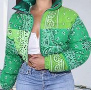 Bandana Green Puffer Jacket 