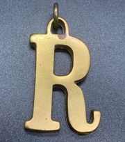Vintage Solid Brass Keychain Letter Initial Monogram R 2-1/8"