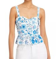 NWT Aqua Floral Blue Peplum Sweetheart Tank