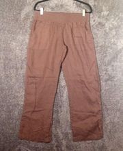 Allen Allen brown women's pull-on pants wide leg 100% linen (small flawed)