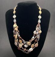 BRIGHTON Rivera Gold Silver Crystal Brown Multi Necklace Statement Cosplay Triba