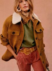 Rare NWT SEZANE CAMEL brown EDDY wool COAT short jacket Ochre SZ40 US8