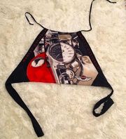 Rare Vintage Harley Davidson Triangle tie back crop top