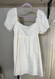 White Square Neck Dress