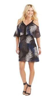 Coco + Carmen Summer Nights Dress Leaf Print Colder Shoulder | Size S/M