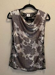 CAbi Black and White Cowl Neck Sleeveless "Tango" Top #3057