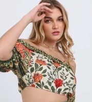 tapestry crop top blouse NWOT