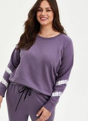 Torrid Womens Sweatshirt Sz 4 4X 26 French Terry Crew Neck Purple Tie Dye Active