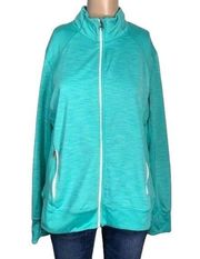 Tangerine Womens Full Zip Athletic Warm Up Jacket Sweatshirt Green Large EUC