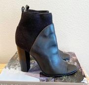 Vince Black Leather Booties Open Toe 7.5