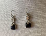 Lia Sofia Earrings Black And Clear Gemstone Marked