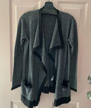 Calvin Klein Gray & Black Cardigan With Pockets - Size Small