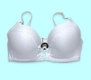 Shade & Shore NWOT 34D White Underwire Push Up Bra Bikini Top Adjustable Straps Ribbed Texture New