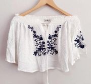 NWT SEEK The Label Off The Shoulder Embroidered Crop Top size medium
