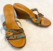 Italian Shoemakers Boho Multicolor Strappy Wedge Sandals Size 8