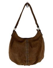 Cognac Brown Suede Leather Bello Studded Hobo Shoulder Bag Purse