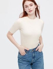 Uniqlo Off White Merino Wool Rib Sweater